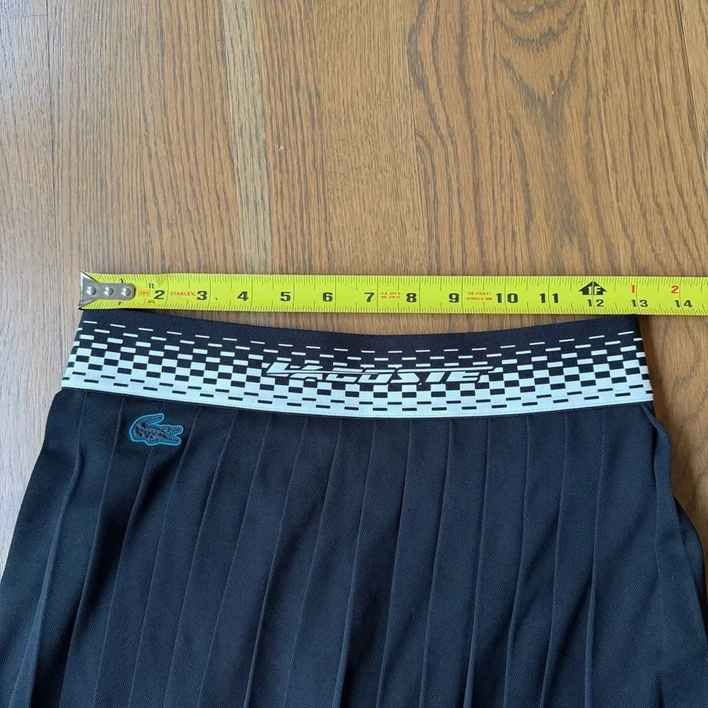 NWT Lacoste Pleated Tennis Skirt Black White Green Logo Waistband 38 / 8 Small_5
